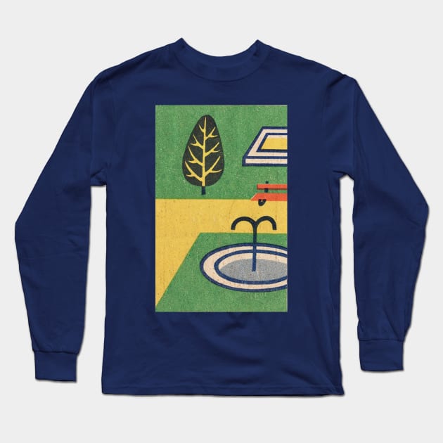 Vintage Minimalist Park Scene / Illustration Art Long Sleeve T-Shirt by DankFutura